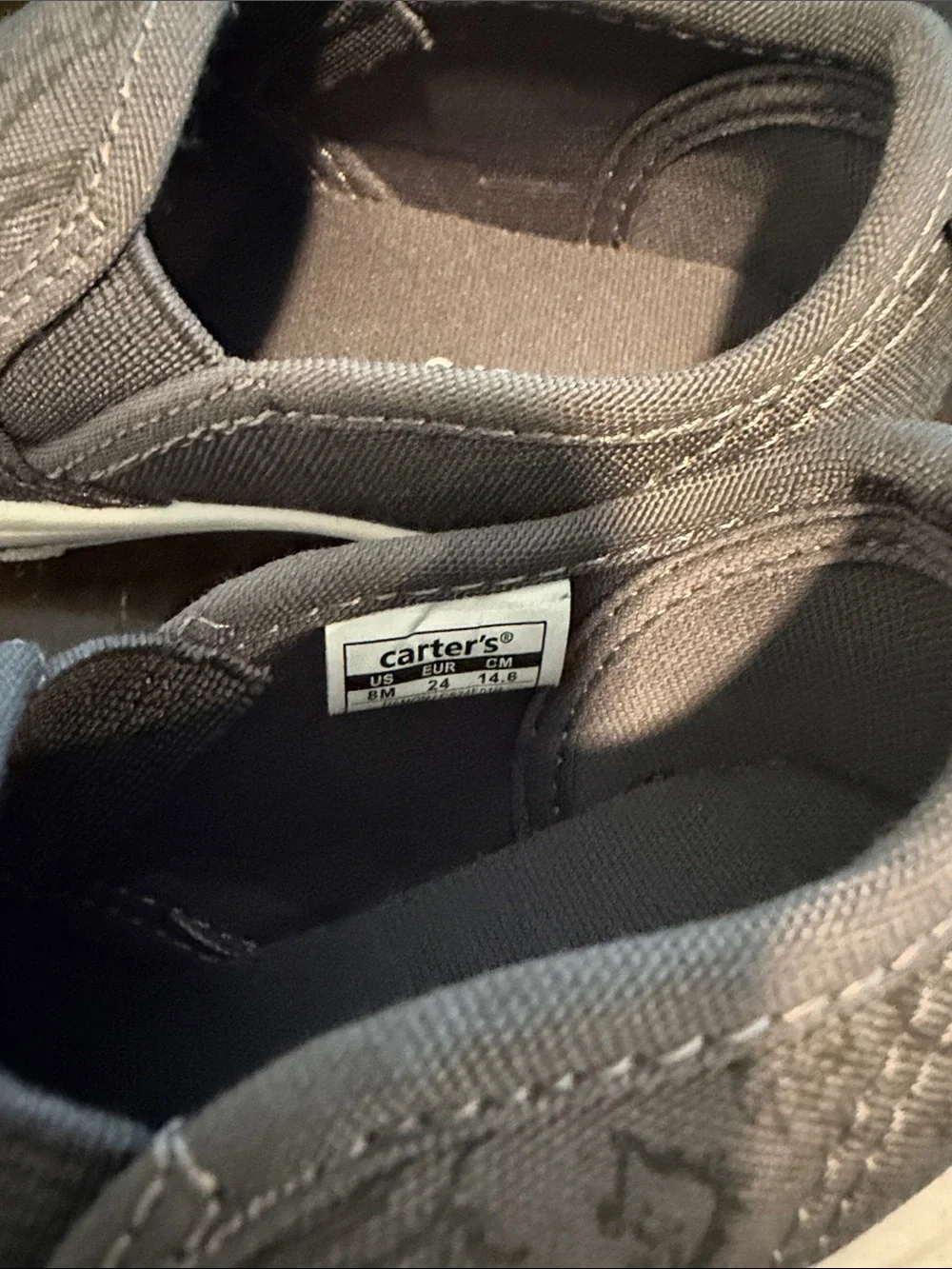 Carter's Dark Gray Slip-On Sneakers with Dino Outline Print